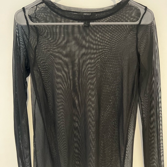 Forever 21 Black Sheer Long-Sleeve Top - Picture 1 of 2
